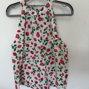 Strawberry Print Halter Top j Crew Medium NWT